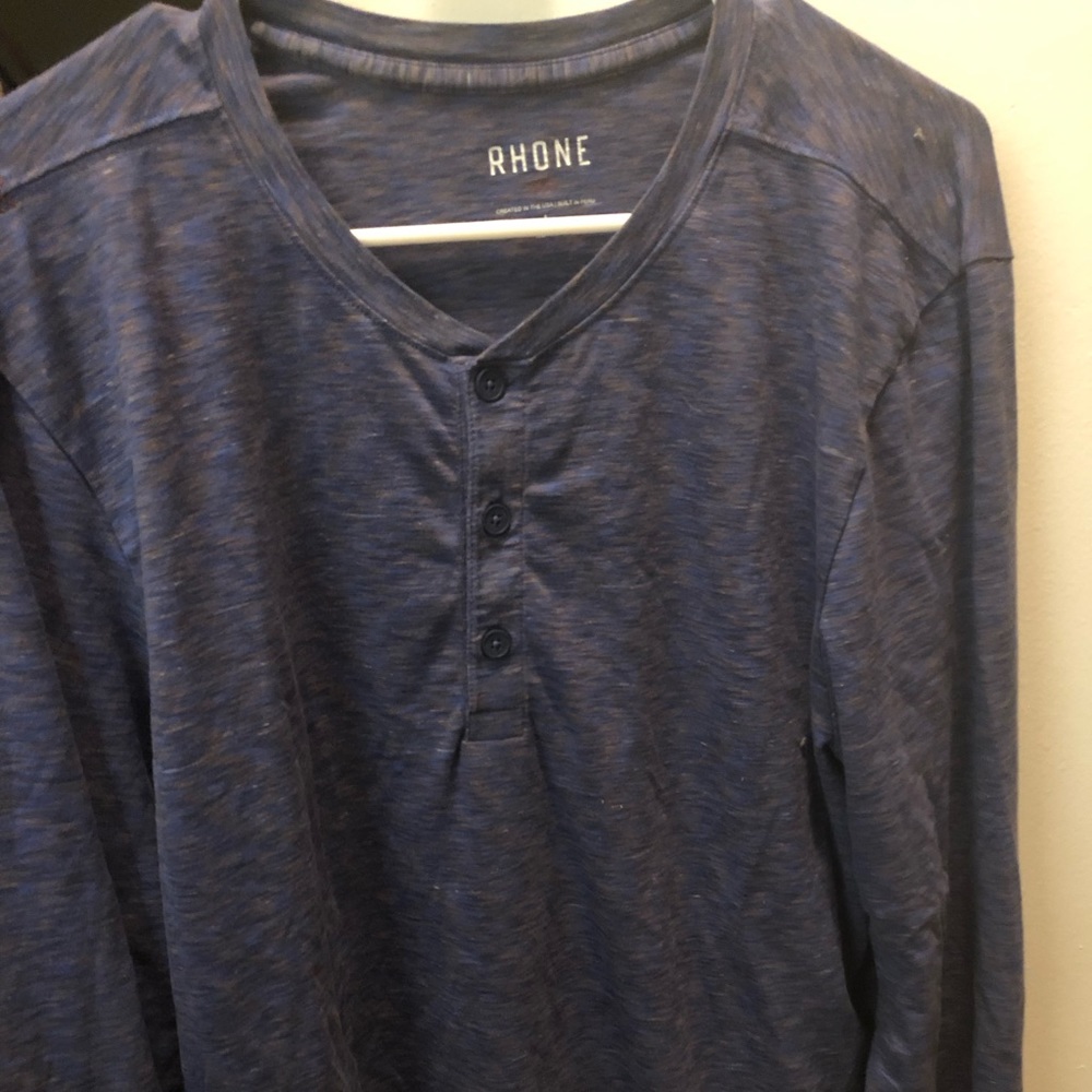 Rhone men’s large Henley blue space dye